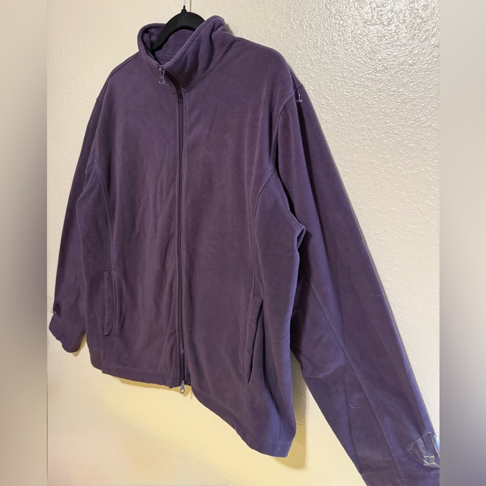 Purple Fleece Zip Jacket 1X Cozy Soft Lightweight Layering Coat - Picture 3 of 4